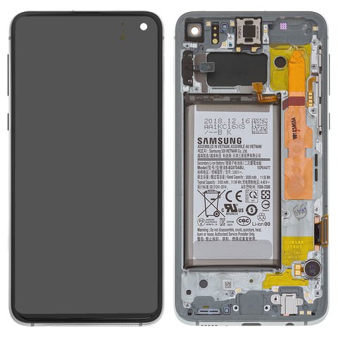Дисплей для Samsung G970 Galaxy S10e, зелений, з рамкою, з акумулятором, Original