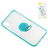 Чохол Baseus для iPhone XR, блакитний, прозорий, з кільцем-тримачем, пластик, #WIAPIPH61-YD03