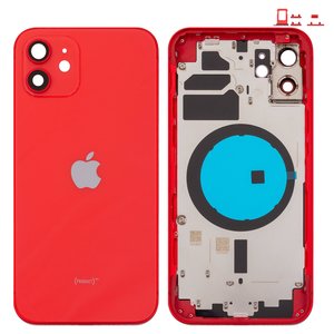 Корпус для iPhone 12, червоний, з тримачем SIM карти, з боковими кнопками, red