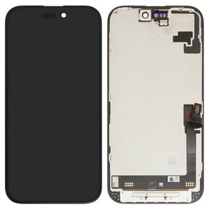 Дисплей для iPhone 16, черный, с рамкой, Оригинал переклеено стекло 