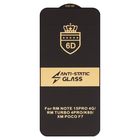 Защитное стекло ESD 6D для Xiaomi 15T, 15T Pro, Poco F7, Redmi Note 15 Pro 4G, совместимо с чехлом, Full Glue, Anti Static, без упаковки , черный