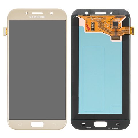 LCD compatible with Samsung A720 Galaxy A7 2017 , golden, without frame, Original PRC , original glass 