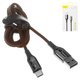 USB Cable Baseus C-Shaped Light Intelligent, (USB type-A, USB type C, 100 cm, 3 A, black, with indicator, nylon braided) #CATCD-01