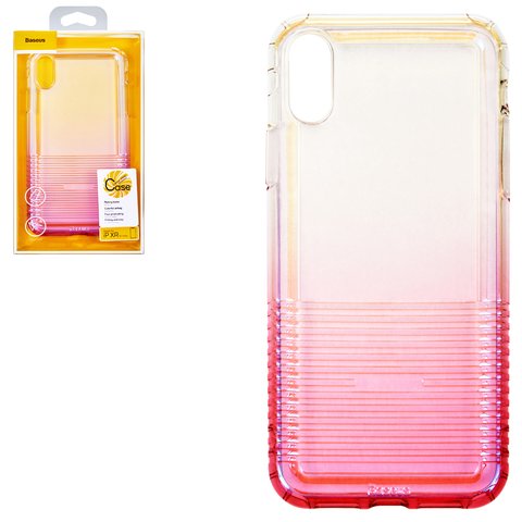 Case Baseus compatible with iPhone XR, pink, colourless, with relief, with iridescent color, protective, silicone  #WIAPIPH61 XC04