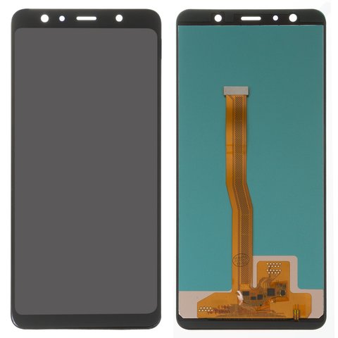 LCD compatible with Samsung A750 Galaxy A7 2018 , black, with light adjustable, Best copy, without frame, Copy, TFT  