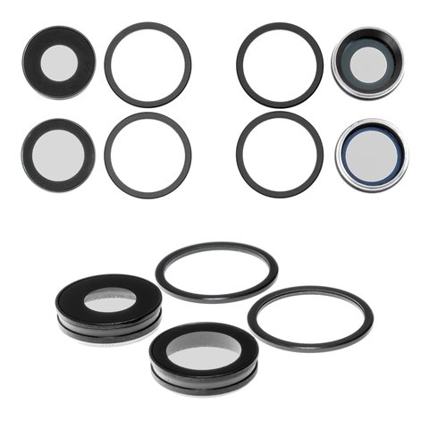 Camera Lens compatible with iPhone 11, black, with frames, set 4 pcs. 