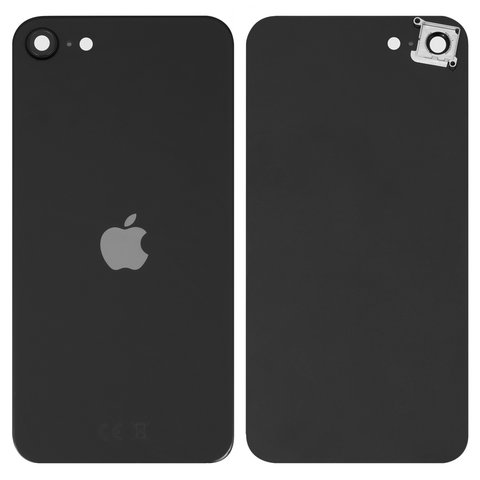 Housing Back Cover compatible with iPhone SE 2020, black, with camera lens, small hole 