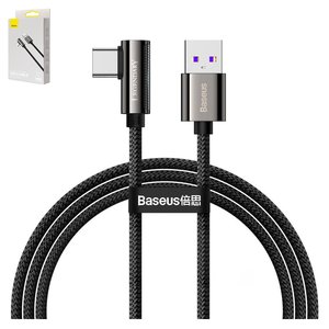 Cable USB Baseus Elbow, USB tipo A, USB tipo C, 100 cm, 66 W, negro, en forma de L, con revestimiento de nylon, con indicador, #CATCS B01