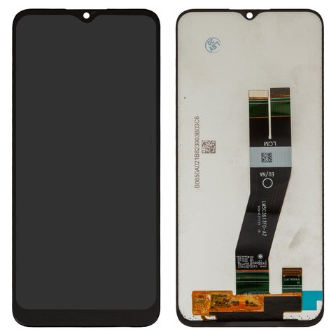 LCD compatible with Samsung A037G Galaxy A03s, black, without frame, original change glass  , with black cable, 162x72 mm  