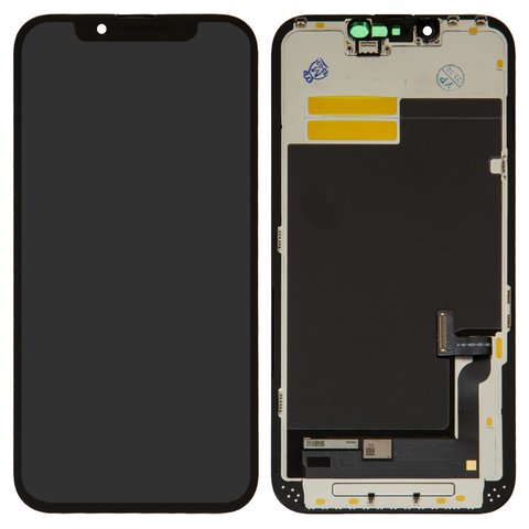 LCD compatible with iPhone 13, black, with frame, HC, OLED , YK OEM hard 