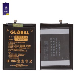 Battery Mechanic BM54 compatible with Xiaomi Redmi Note 9 5G, Redmi Note 9T, Li Polymer, 3.85 V, 5000 mAh 