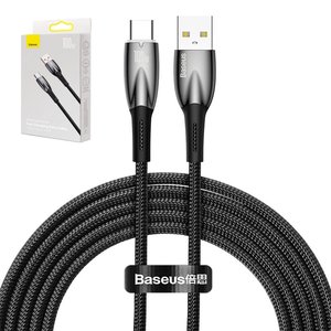Cable USB Baseus Glimmer, USB tipo A, USB tipo C, 100 cm, 100 W, negro, con revestimiento de nylon, #CADH000401