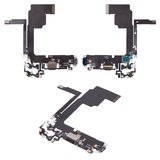 Flat Cable compatible with iPhone 15 Pro, (charge connector, black, with microphone, HC)