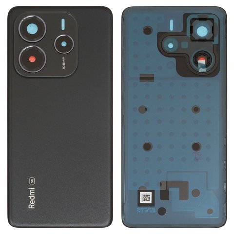 Housing Back Cover compatible with Xiaomi Redmi Note 14 5G, black, with camera lens, midnight black 