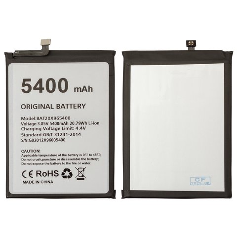 Battery BAT20X965400 compatible with Doogee X96, X96 Pro, Li ion, 3.85 V, 5400 mAh, Original PRC  