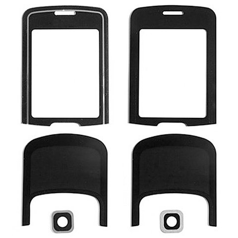 Housing Glass compatible with Nokia 8600, complete, black, plastic 