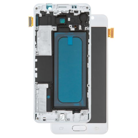 LCD compatible with Samsung A310 Galaxy A3 2016 , white, with light adjustable, with frame, Copy, TFT  