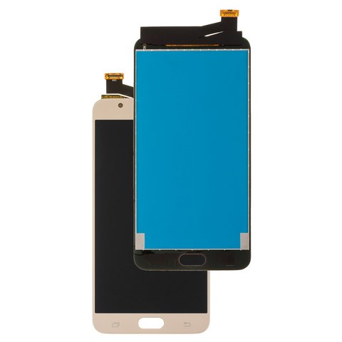 LCD compatible with Samsung G610 Galaxy J7 Prime, SM G610 Galaxy On Nxt, golden, without frame, original change glass 