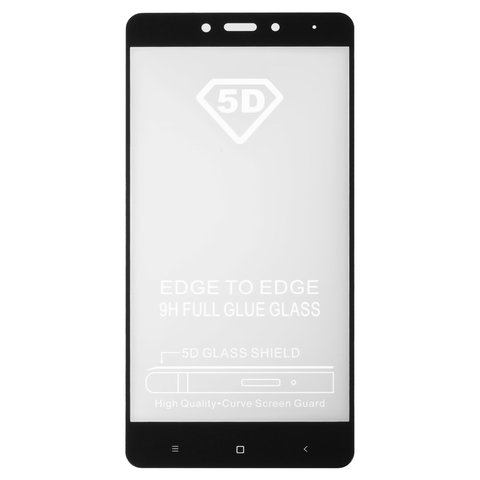 Tempered Glass Screen Protector All Spares compatible with Xiaomi Redmi Note 4, 0,26 mm 9H, Full Glue, compatible with case, black, MediaTek