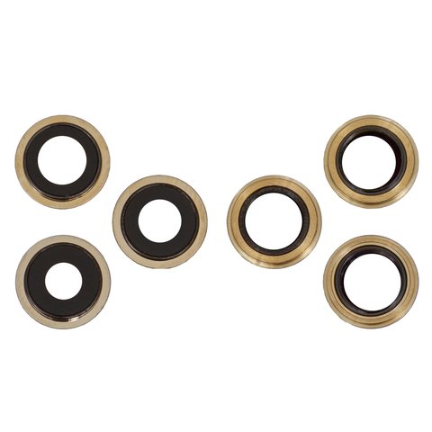 Camera Lens compatible with iPhone 12 Pro Max, golden, with frames, set 3 pcs. 