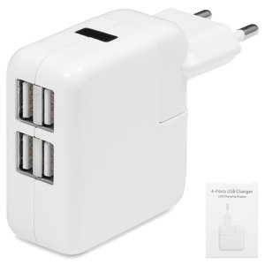 Adaptador de red puede usarse con celulares Apple; tablet PC Apple; reproductores MP3 Apple, blanco, 4 puertos