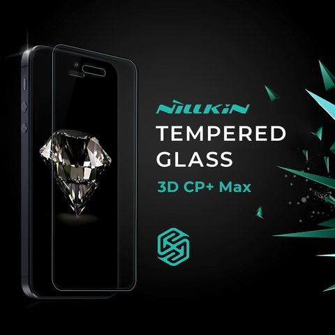 Vidrio de protección templado Nillkin 3D CP+ Max puede usarse con Huawei P20 Pro, 0,33 mm 9H, Anti Fingertip, 5D Full Glue, negro, #6902048156692