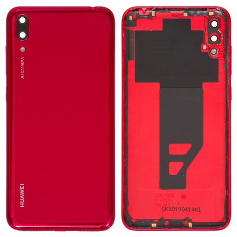 Panel trasero de carcasa puede usarse con Huawei Y7 Pro 2019 , roja, coral red