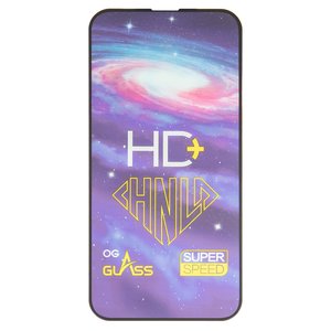 Защитное стекло All Spares для Apple iPhone 13, iPhone 13 Pro, iPhone 14, 0,33 мм 9H, совместимо с чехлом, Full Glue, черный, HD+