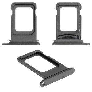 Держатель SIM карты для iPhone 11, черный, double SIM