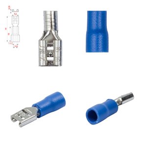 Конектор плоский FDD1.25 187, "мама", 5,6 мм, 0,5 1,5 мм², з частковою ізоляцією, синій, 10 шт.