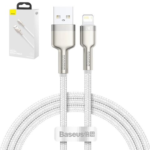 USB кабель Baseus Cafule Series Metal, USB тип A, Lightning, 100 см, 2,4 А, білий, #CALJK A02