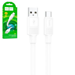 USB кабель Hoco X84, USB тип C, USB тип A, 100 см, 3 A, белый, #6931474771018