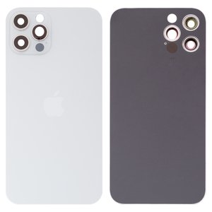 Задняя панель корпуса для iPhone 12 Pro, серебристая, белая, со стеклом камеры, small hole, silver