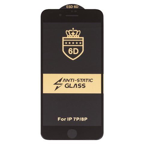 Защитное стекло ESD 6D для Apple iPhone 7 Plus, iPhone 8 Plus, совместимо с чехлом, Full Glue, Anti Static, без упаковки , черный