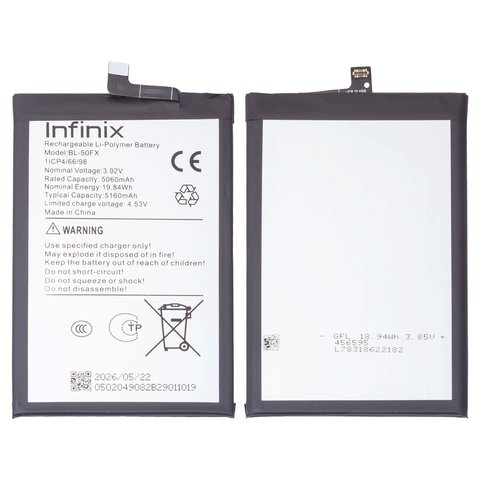 Акумулятор BL 50FX для Infinix Hot 60 Pro X6885 , Hot 60i 4G X6728 , Li Polymer, 3,92 B, 5160 мАг, Original PRC 