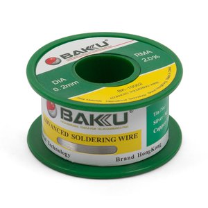Припой BAKU BK-10002, Sn 97%, Ag 0.3%, Cu 0.7%, flux 2%, 0,2 мм, 50 г Припой BAKU BK-10002, Sn 97%, Ag 0.3%, Cu 0.7%, flux 2%, 0,2 мм, 50 г